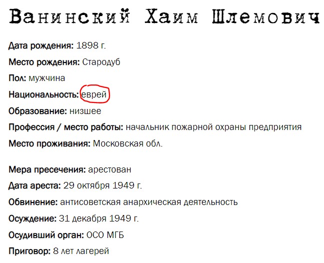Арон Иосифович Ванинский, русский… История одного поиска