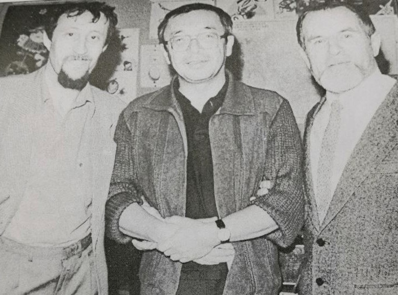 Борис Фельдман, Юлий Ким, Евгений Горонков (автор книги о бардовской песне в Свердловске). 1990
